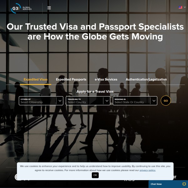G3 Visas homepage screenshot