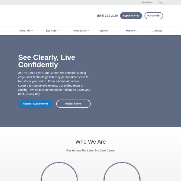 The Laser Eye Care Center homepage screenshot