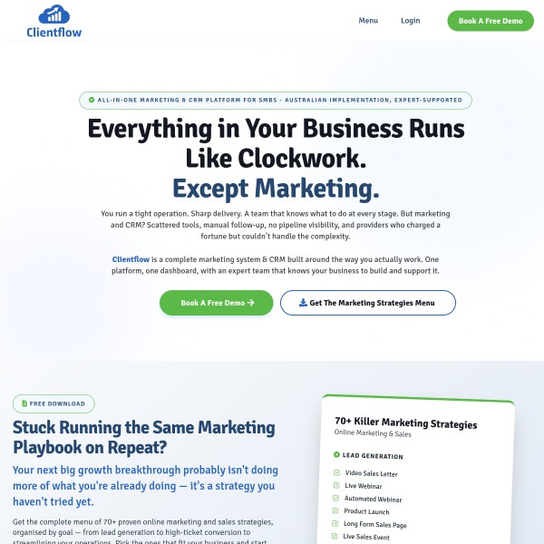 Clientflow homepage screenshot