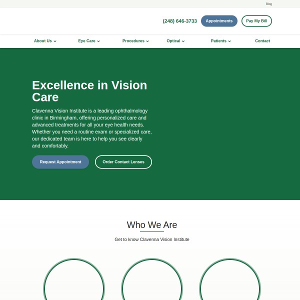 Clavenna Vision Institute homepage screenshot