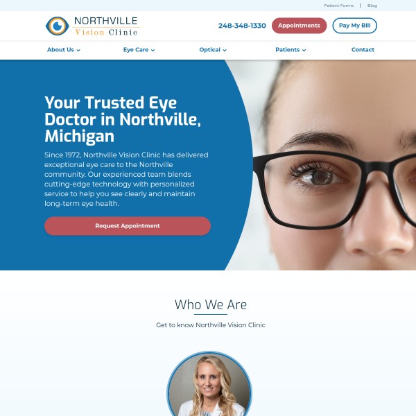 Northville Vision Clinic homepage screenshot