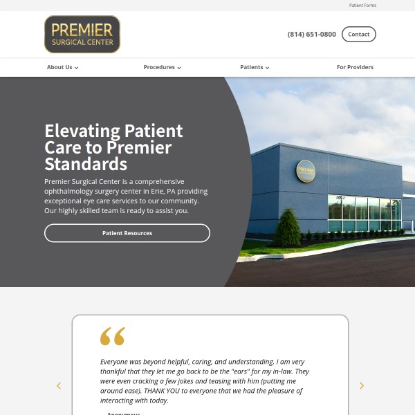 Premier Surgical Center homepage screenshot