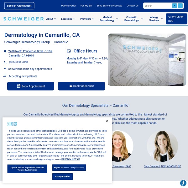Schweiger Dermatology Group - Camarillo homepage screenshot