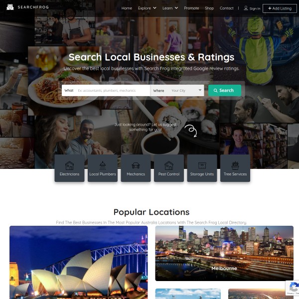 Search Frog homepage screenshot