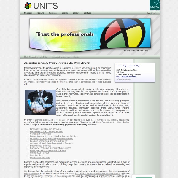 Units Consulting Ltd., Accounting and Payroll Services in Ukraine homepage screenshot