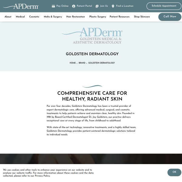 Goldstein Medical & Aesthetic Dermatology homepage screenshot