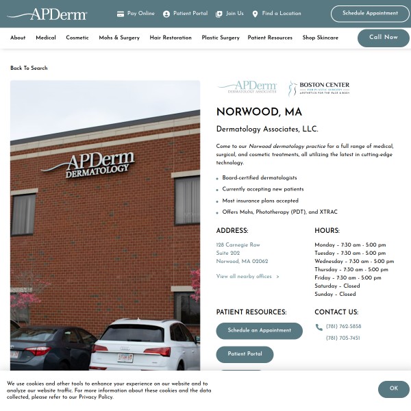 Dermatology Associates, LLC homepage screenshot