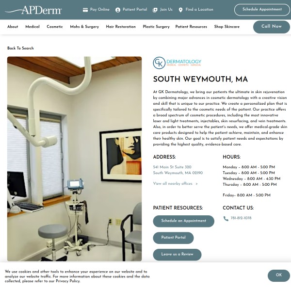 GK Dermatology homepage screenshot