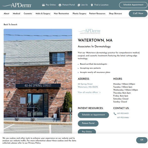 Associates in Dermatology homepage screenshot