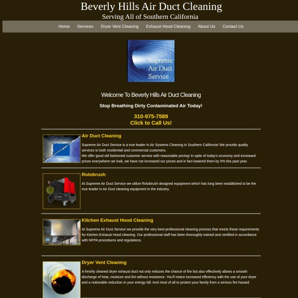 Encino Air Duct Cleaning 888-784-0746 homepage screenshot