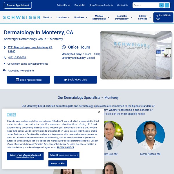 Schweiger Dermatology Group - Monterey homepage screenshot