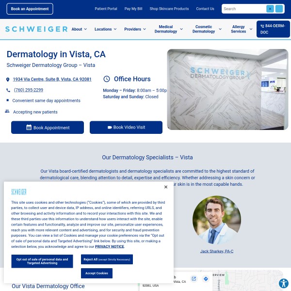Schweiger Dermatology Group - Vista homepage screenshot