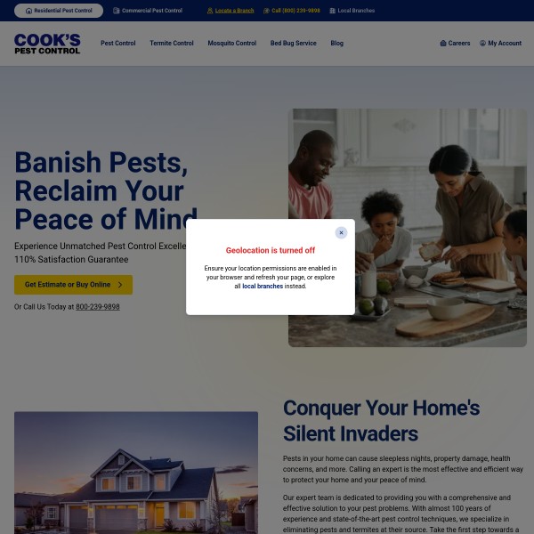 Cook's Pest Control Corporate Office homepage screenshot