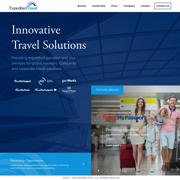 Expedited Travel homepage screenshot
