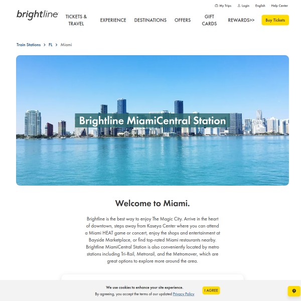Brightline Miami Station homepage screenshot