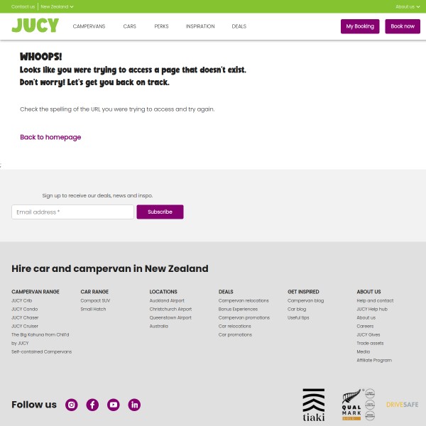 JUCY Car Rental and Campervan Hire Adelaide homepage screenshot