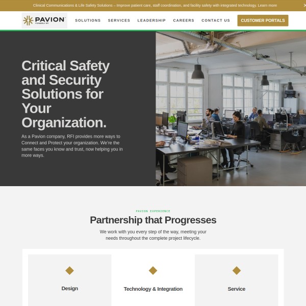 RFI Communications & Security Systems homepage screenshot