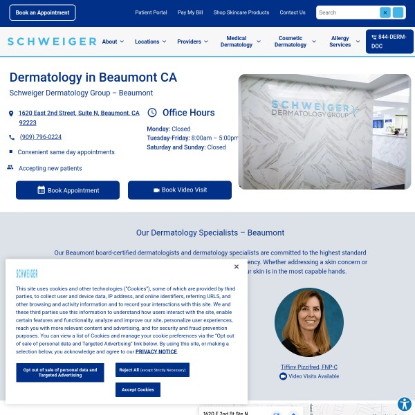 Schweiger Dermatology Group - Beaumont homepage screenshot
