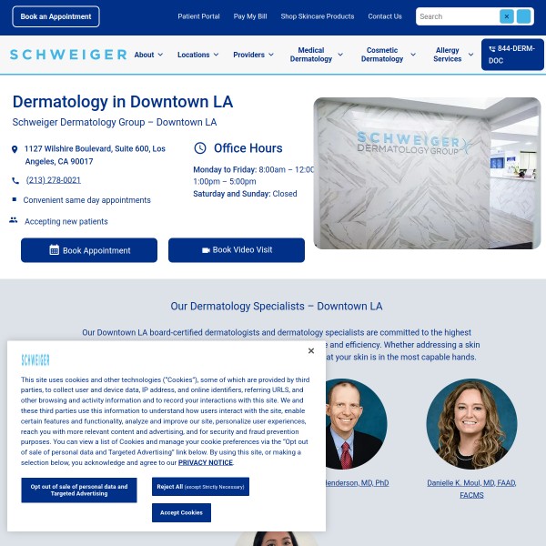 Schweiger Dermatology Group - Beverly Hills homepage screenshot