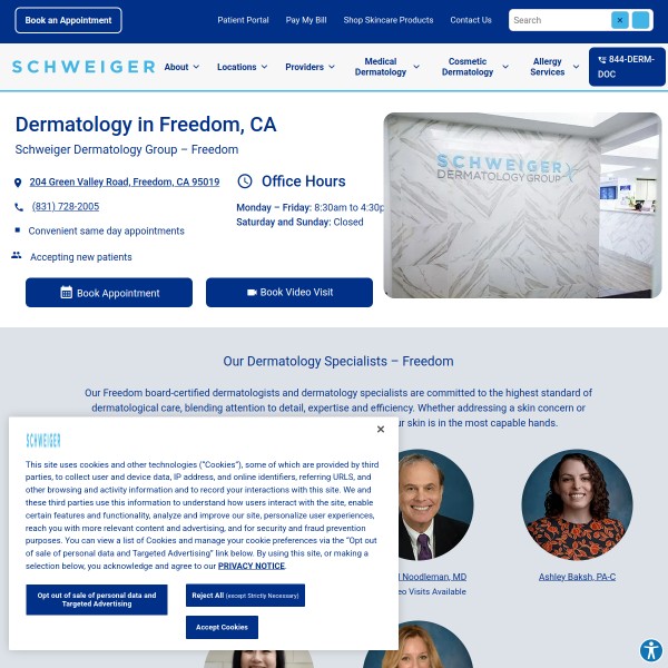 Schweiger Dermatology Group - Freedom homepage screenshot