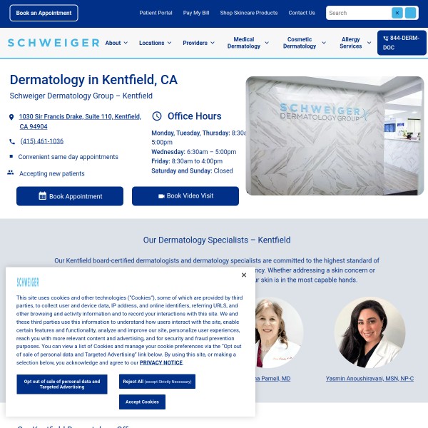 Schweiger Dermatology Group - Kentfield homepage screenshot