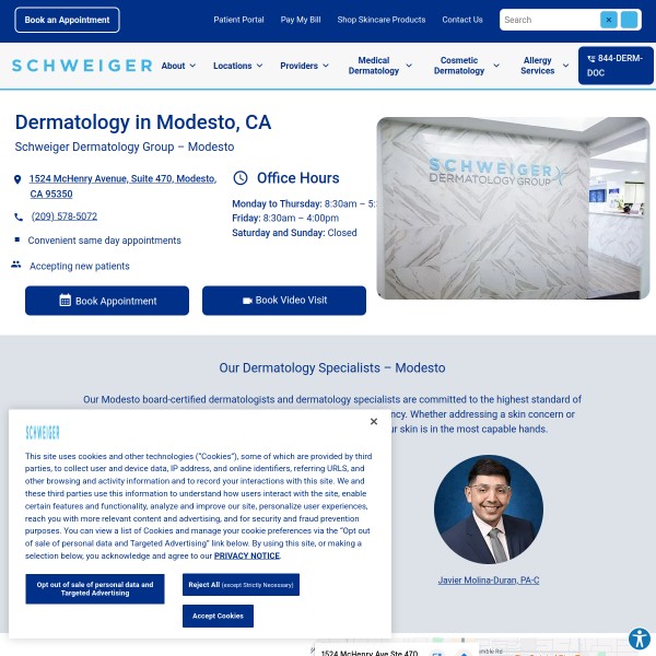 Schweiger Dermatology Group - Modesto homepage screenshot