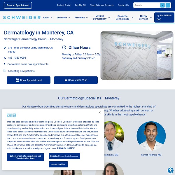 Schweiger Dermatology Group - Monterey homepage screenshot
