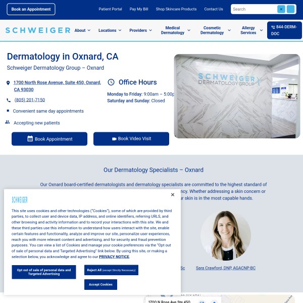 Schweiger Dermatology Group - Oxnard homepage screenshot