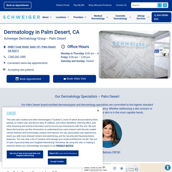 Schweiger Dermatology Group - Palm Desert homepage screenshot