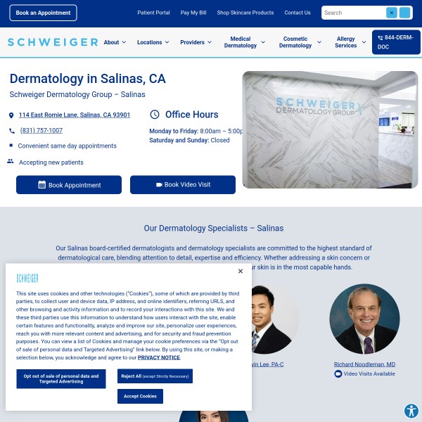 Schweiger Dermatology Group - Salinas homepage screenshot