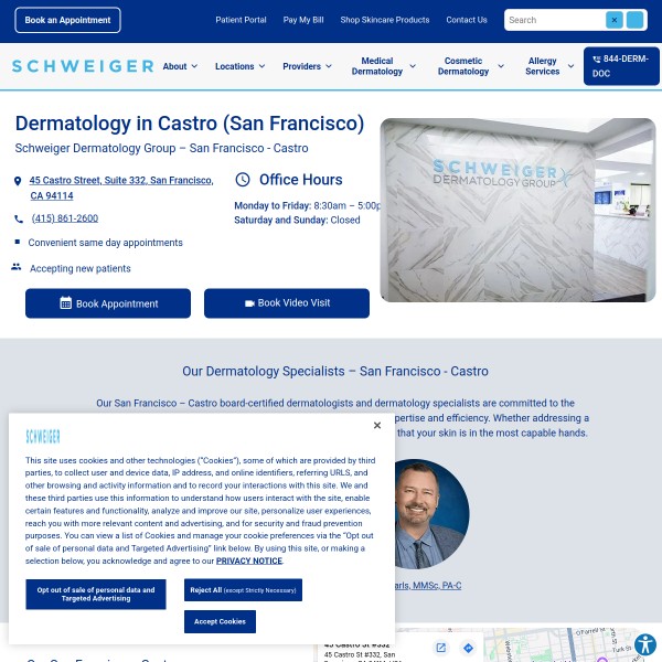 Schweiger Dermatology Group - San Francisco - Castro homepage screenshot