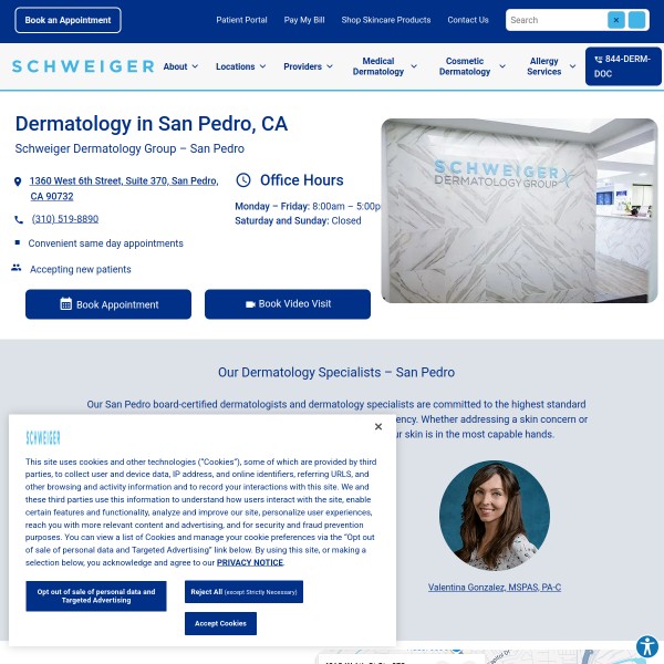Schweiger Dermatology Group - San Pedro homepage screenshot