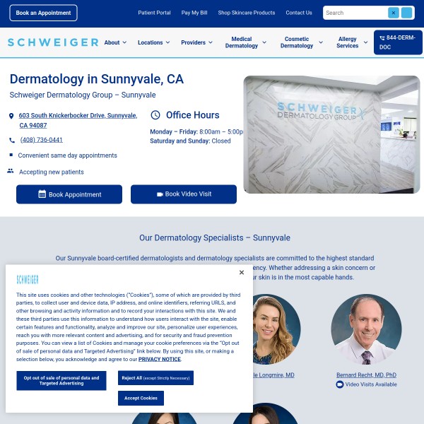 Schweiger Dermatology Group - Sunnyvale homepage screenshot