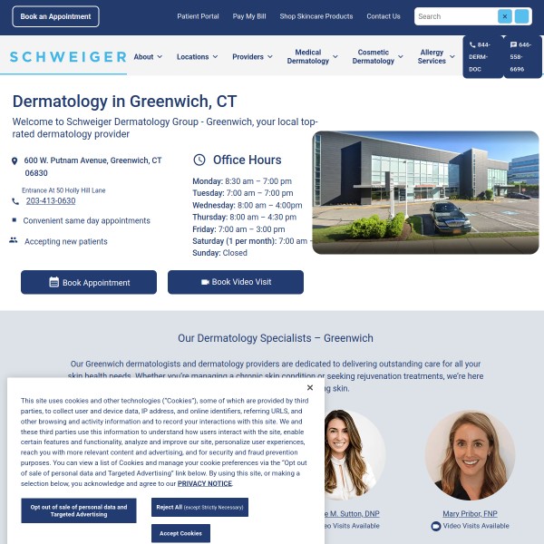 Schweiger Dermatology Group - Greenwich homepage screenshot