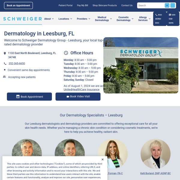Schweiger Dermatology Group - Leesburg homepage screenshot