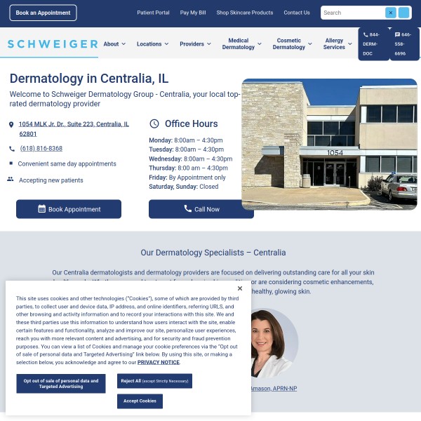 Schweiger Dermatology Group - Centralia homepage screenshot