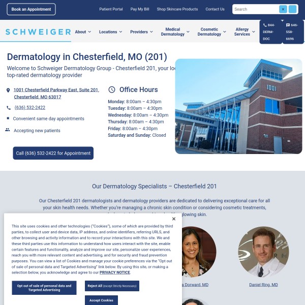 Schweiger Dermatology Group - Chesterfield 201 homepage screenshot