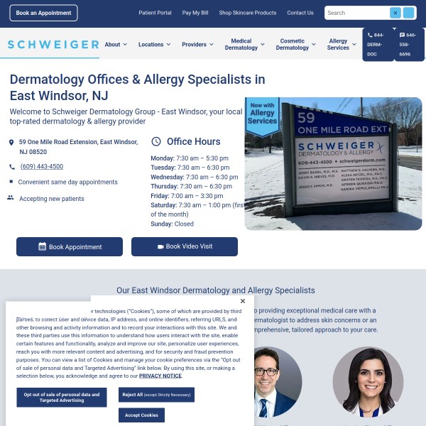 Schweiger Dermatology & Allergy - East Windsor homepage screenshot