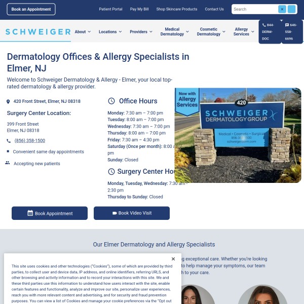 Schweiger Dermatology Group - Elmer homepage screenshot