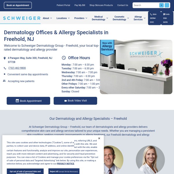 Schweiger Dermatology & Allergy - Freehold homepage screenshot