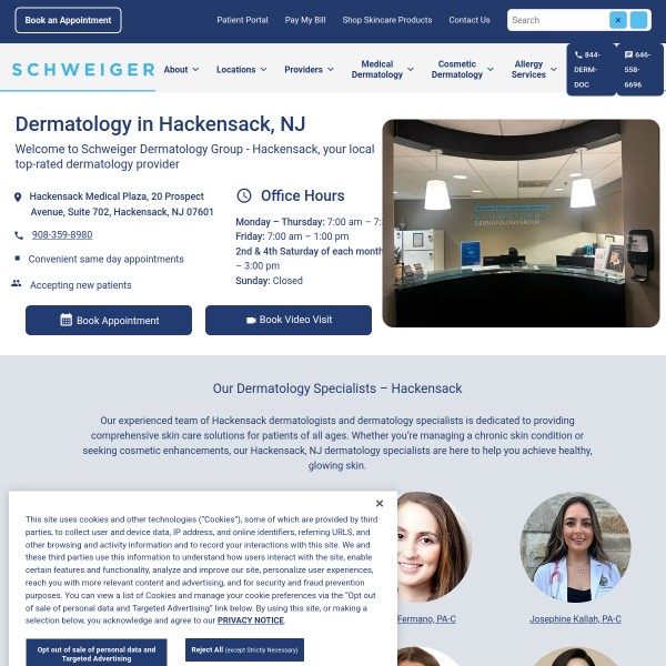 Schweiger Dermatology Group - Hackensack homepage screenshot