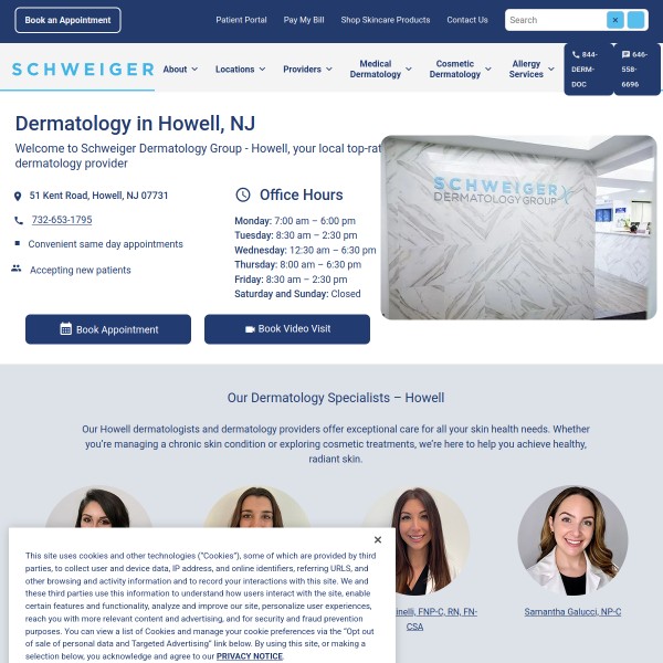 Schweiger Dermatology Group - Howell homepage screenshot