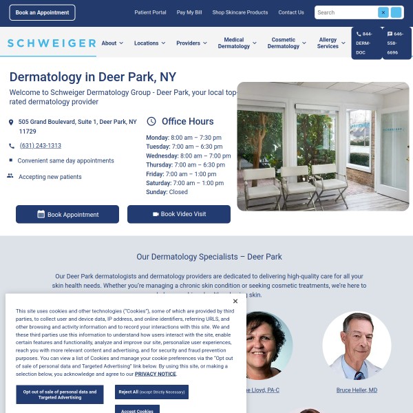 Schweiger Dermatology Group - Deer Park homepage screenshot