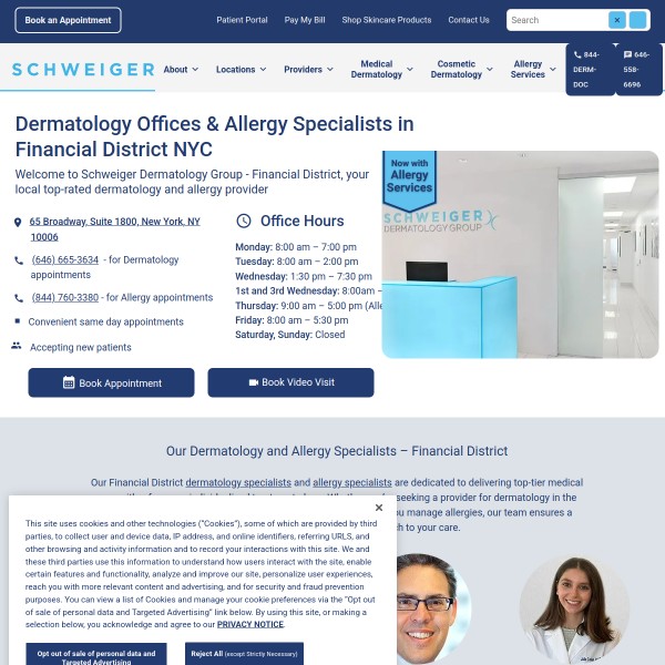 Schweiger Dermatology & Allergy - Financial District homepage screenshot