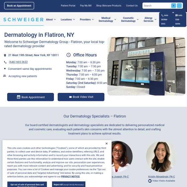 Schweiger Dermatology Group - Flatiron homepage screenshot