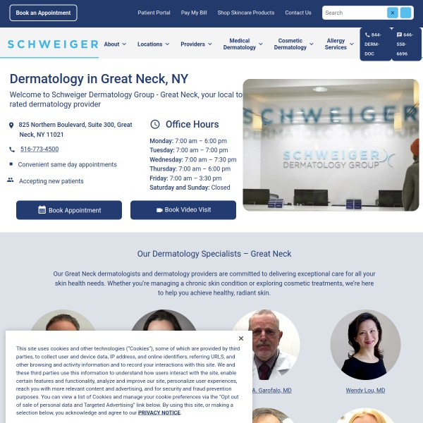 Schweiger Dermatology Group - Great Neck homepage screenshot