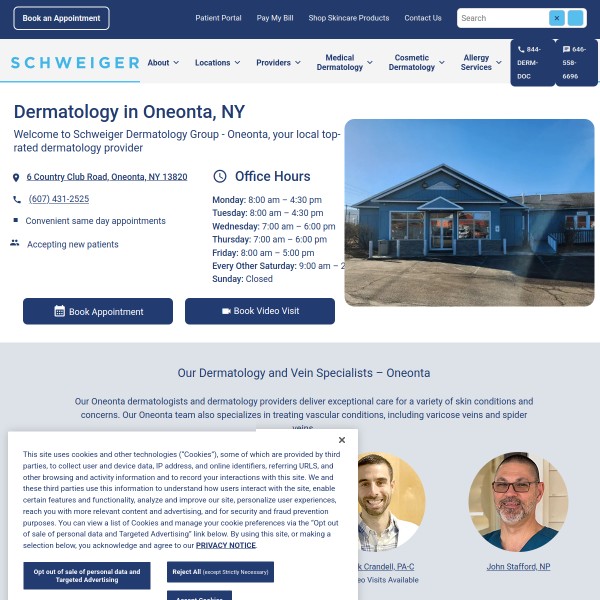 Schweiger Dermatology Group - Oneonta homepage screenshot