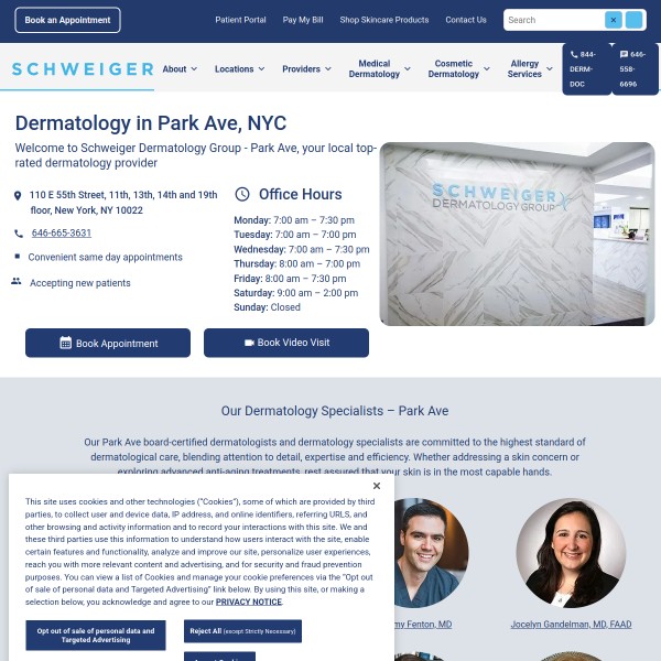 Schweiger Dermatology Group - Park Ave homepage screenshot