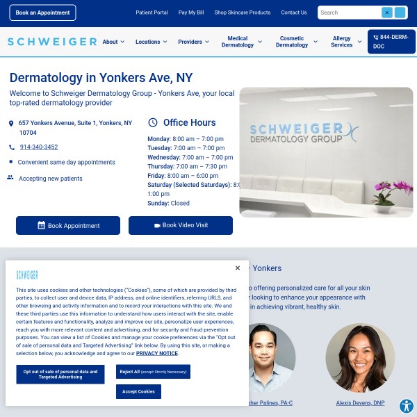 Schweiger Dermatology Group - YONKERS AVE homepage screenshot