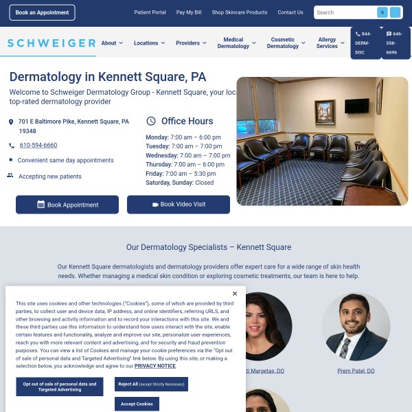 Schweiger Dermatology Group - Kennett Square homepage screenshot
